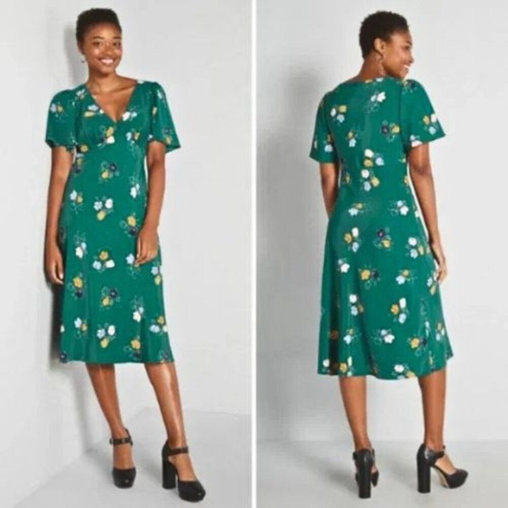 NWT Modcloth Time to Flounce Floral Midi Dress | L - Picture 1 of 4